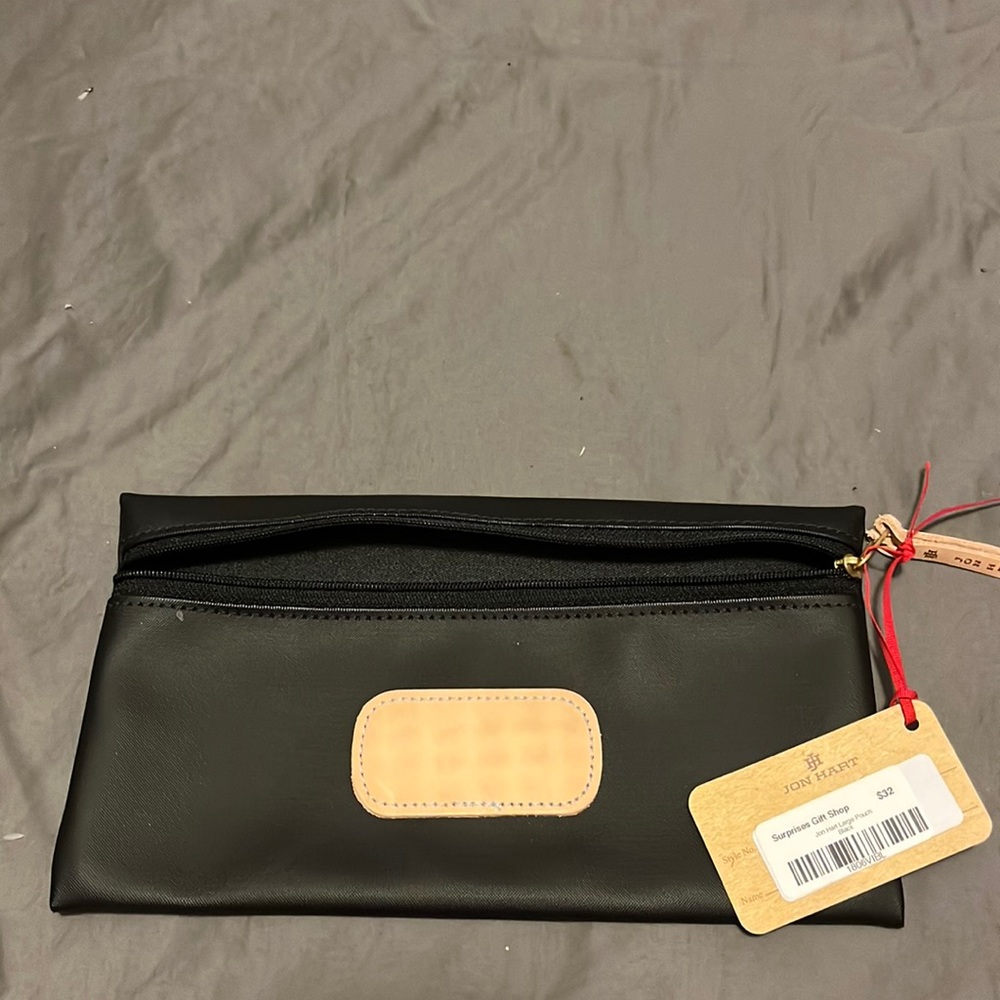 Jon Hart large black pouch with zipper.